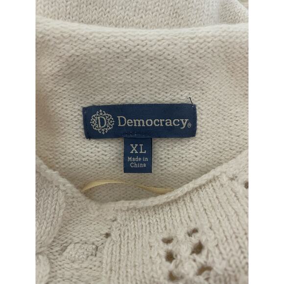 Democracy Long Roll Cuff Sleeve Funnel Neck Cable Popcorn Stitch Sweater Sz XL - Picture 8 of 9
